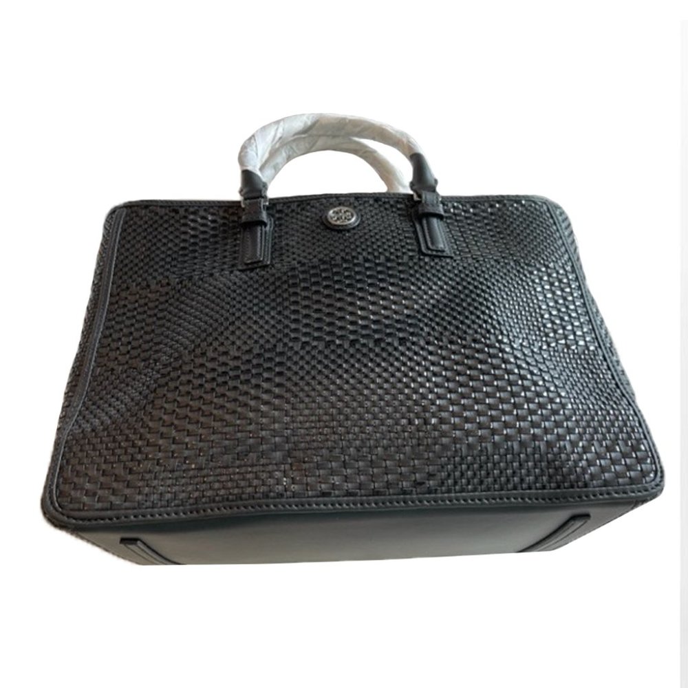 Tory Burch Robinson Black Tote Saffiano Leather Large Handbag Bag New 41159883